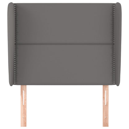 Hoofdbord met randen 103x23x118/128 cm kunstleer grijs 103 x 23 x 118/128 cm Grijs