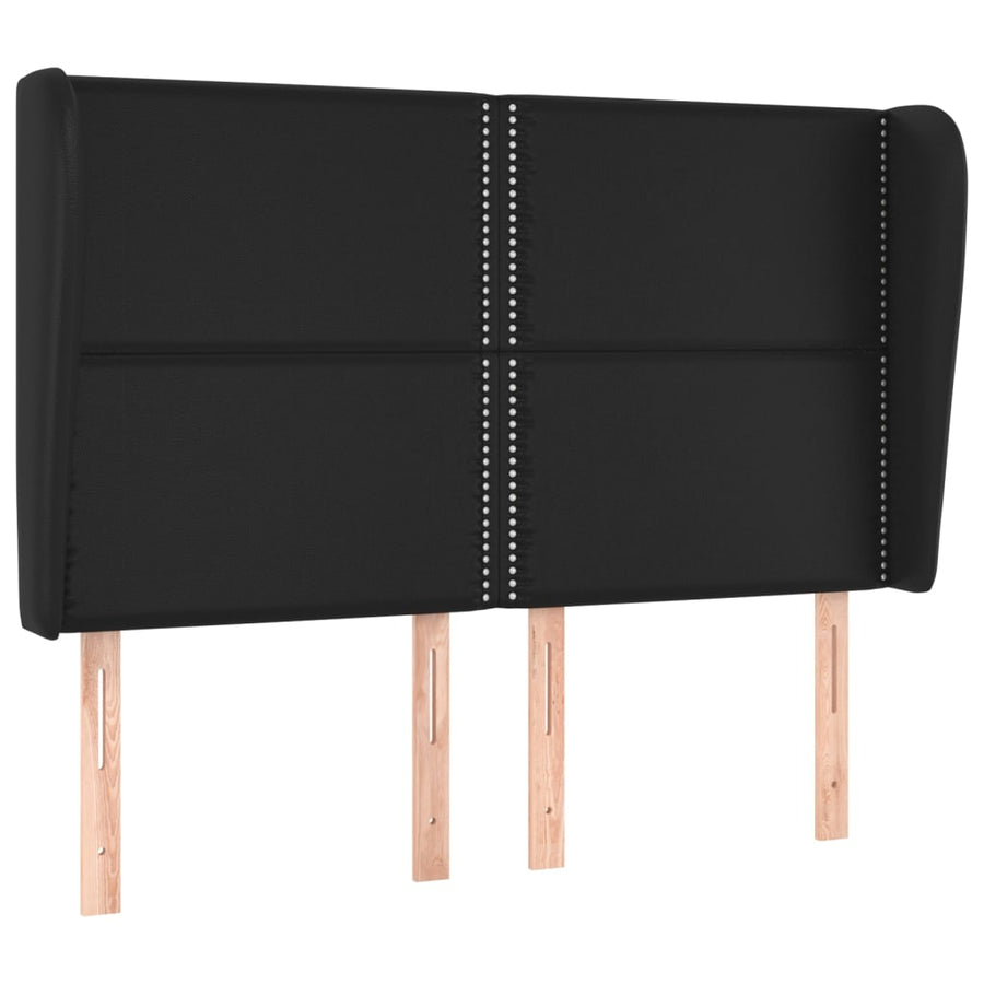 Hoofdbord met randen 147x23x118/128 cm kunstleer zwart 147 x 23 x 118/128 cm Zwart