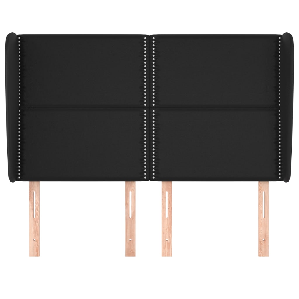 Hoofdbord met randen 147x23x118/128 cm kunstleer zwart 147 x 23 x 118/128 cm Zwart