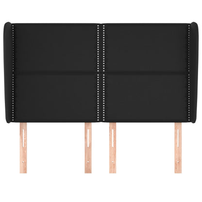 Hoofdbord met randen 147x23x118/128 cm kunstleer zwart 147 x 23 x 118/128 cm Zwart