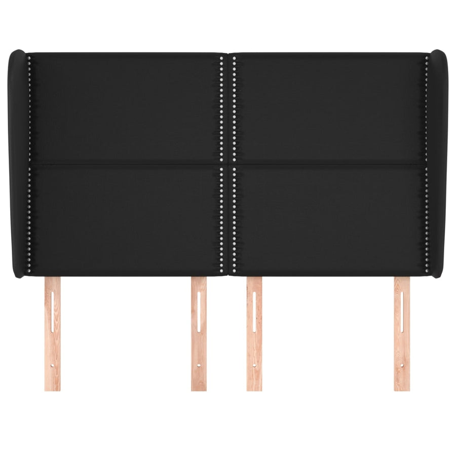 Hoofdbord met randen 147x23x118/128 cm kunstleer zwart 147 x 23 x 118/128 cm Zwart