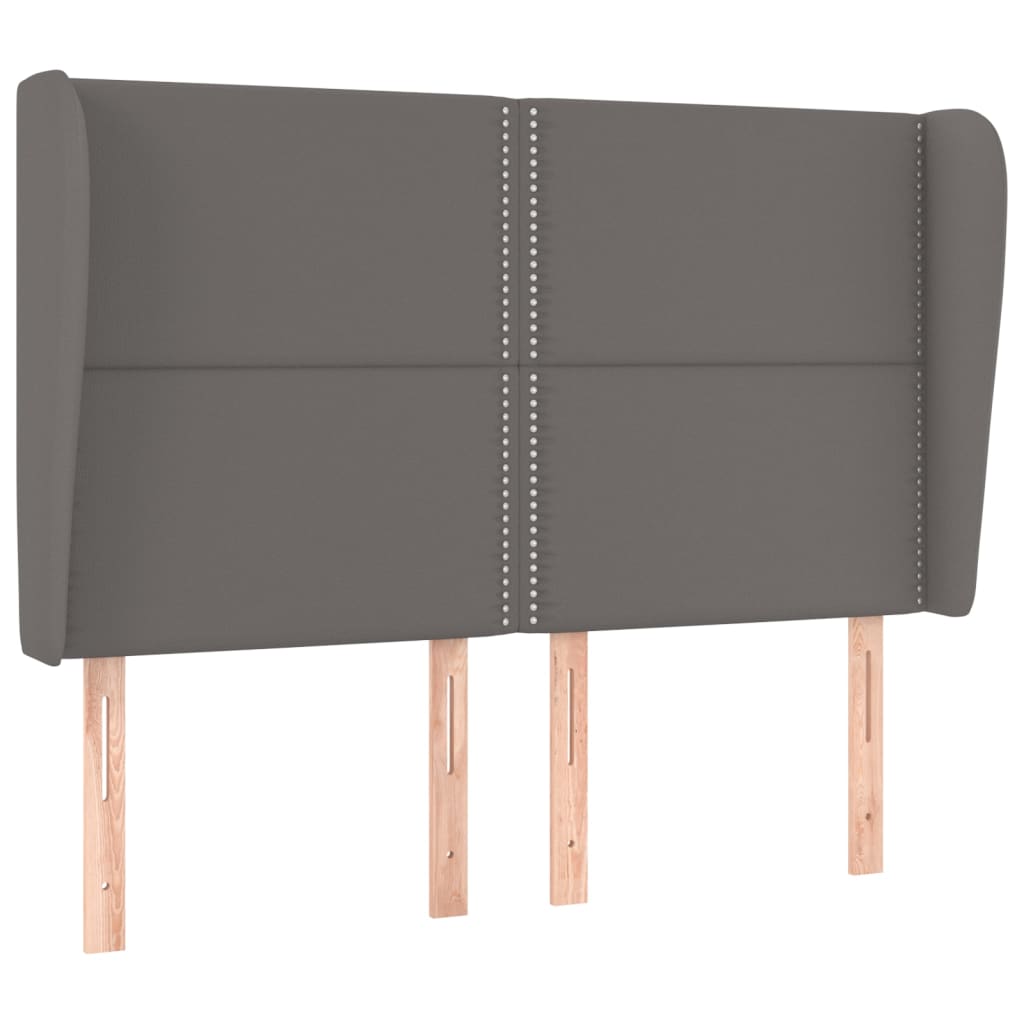 Hoofdbord met randen 147x23x118/128 cm kunstleer grijs 147 x 23 x 118/128 cm Grijs