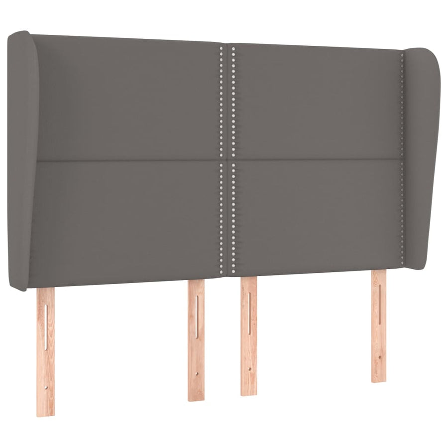 Hoofdbord met randen 147x23x118/128 cm kunstleer grijs 147 x 23 x 118/128 cm Grijs