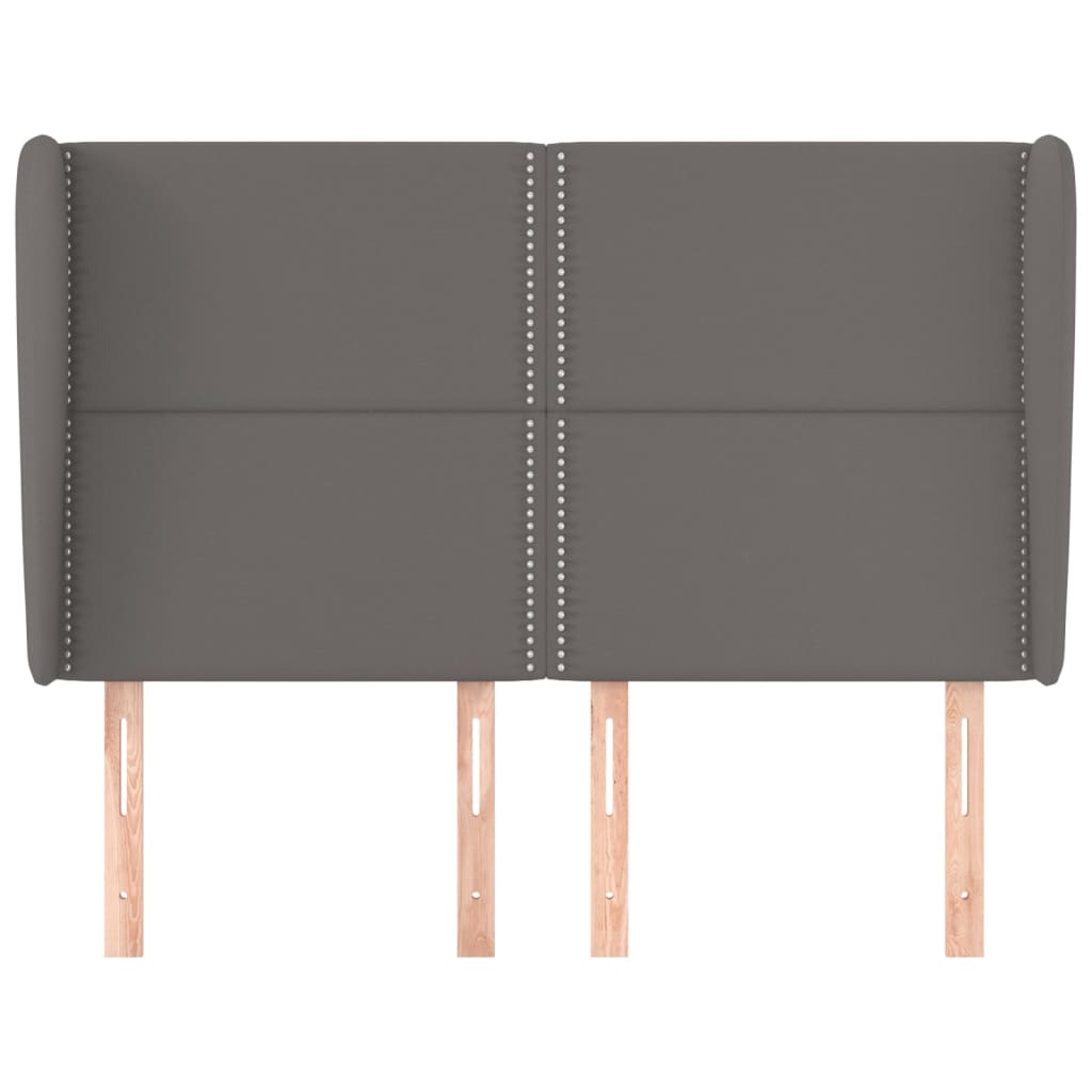 Hoofdbord met randen 147x23x118/128 cm kunstleer grijs 147 x 23 x 118/128 cm Grijs