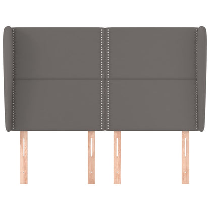 Hoofdbord met randen 147x23x118/128 cm kunstleer grijs 147 x 23 x 118/128 cm Grijs