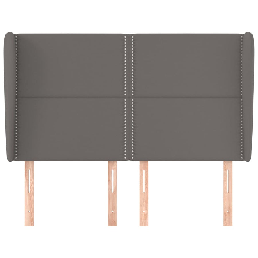 Hoofdbord met randen 147x23x118/128 cm kunstleer grijs 147 x 23 x 118/128 cm Grijs
