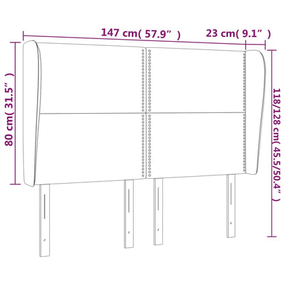 Hoofdbord met randen 147x23x118/128 cm kunstleer grijs 147 x 23 x 118/128 cm Grijs