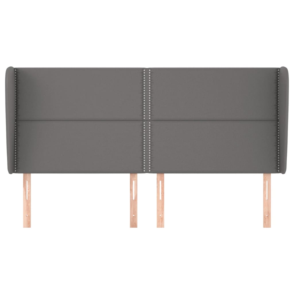 Hoofdbord met randen 183x23x118/128 cm kunstleer grijs 183 x 23 x 118/128 cm Grijs