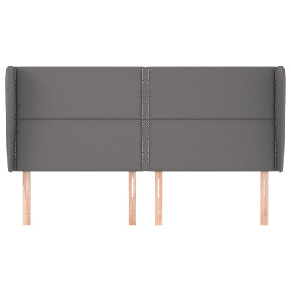 Hoofdbord met randen 183x23x118/128 cm kunstleer grijs 183 x 23 x 118/128 cm Grijs