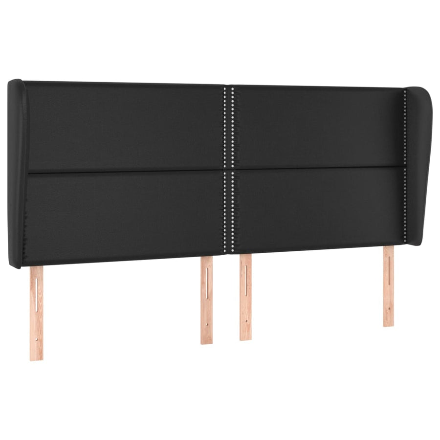 Hoofdbord met randen 203x23x118/128 cm kunstleer zwart 203 x 23 x 118/128 cm Zwart
