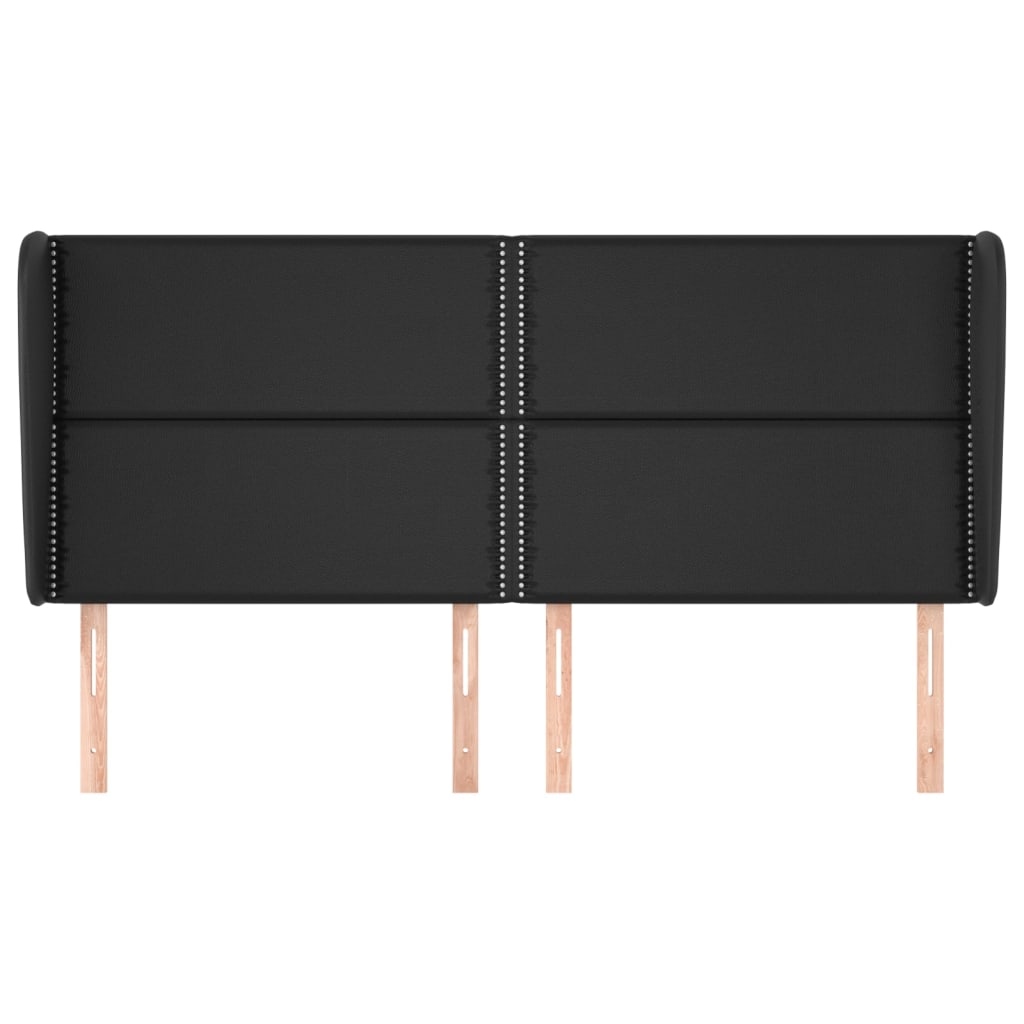 Hoofdbord met randen 203x23x118/128 cm kunstleer zwart 203 x 23 x 118/128 cm Zwart
