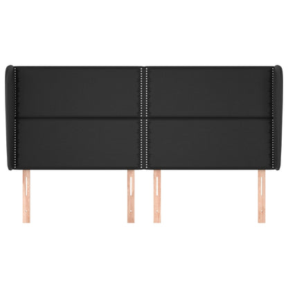 Hoofdbord met randen 203x23x118/128 cm kunstleer zwart 203 x 23 x 118/128 cm Zwart