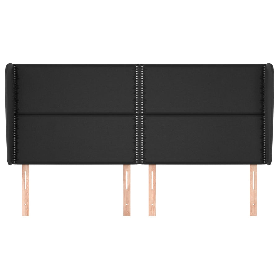 Hoofdbord met randen 203x23x118/128 cm kunstleer zwart 203 x 23 x 118/128 cm Zwart
