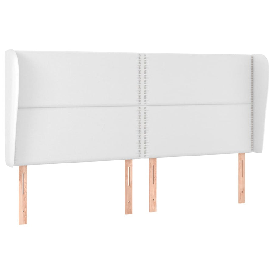 Hoofdbord met randen 203x23x118/128 cm kunstleer wit 203 x 23 x 118/128 cm Wit