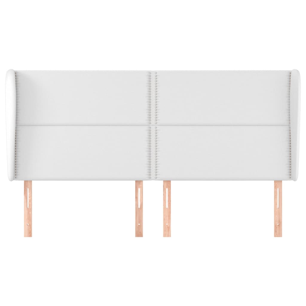 Hoofdbord met randen 203x23x118/128 cm kunstleer wit 203 x 23 x 118/128 cm Wit