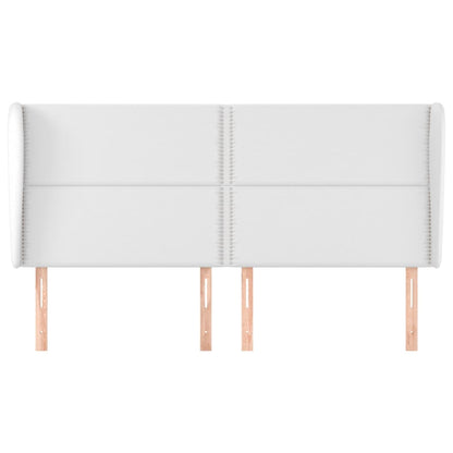 Hoofdbord met randen 203x23x118/128 cm kunstleer wit 203 x 23 x 118/128 cm Wit