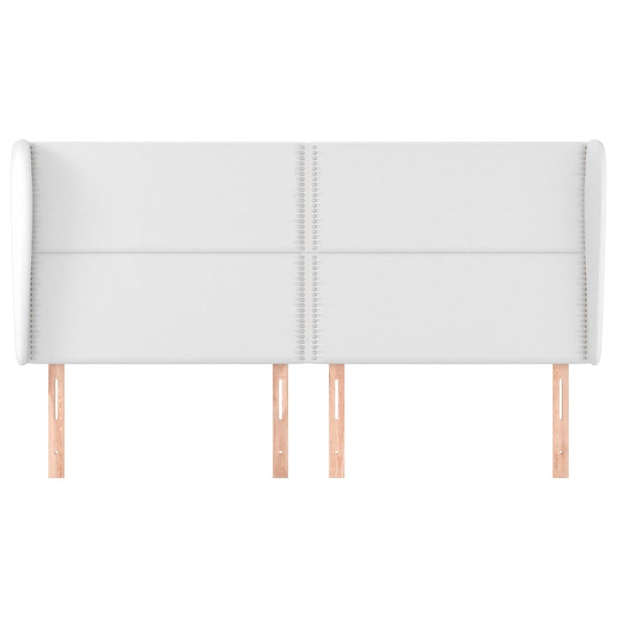 Hoofdbord met randen 203x23x118/128 cm kunstleer wit 203 x 23 x 118/128 cm Wit