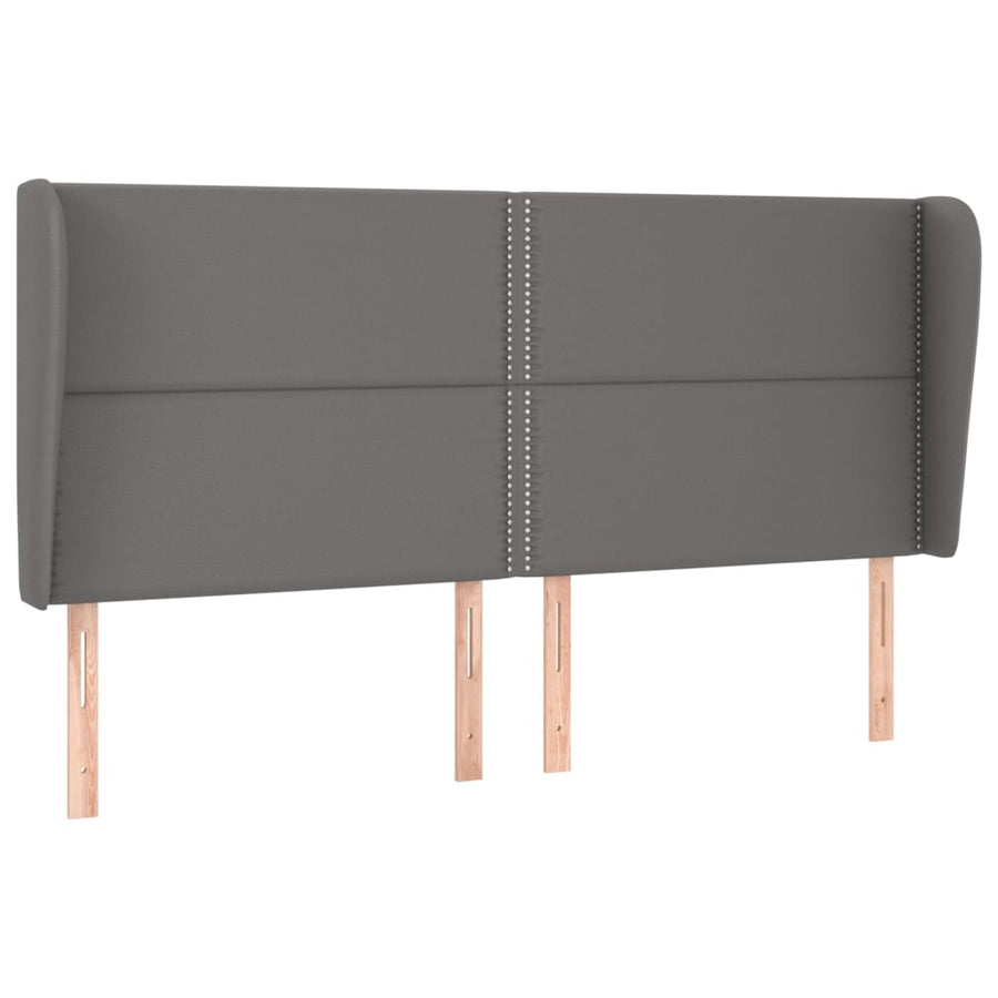 Hoofdbord met randen 203x23x118/128 cm kunstleer grijs 203 x 23 x 118/128 cm Grijs