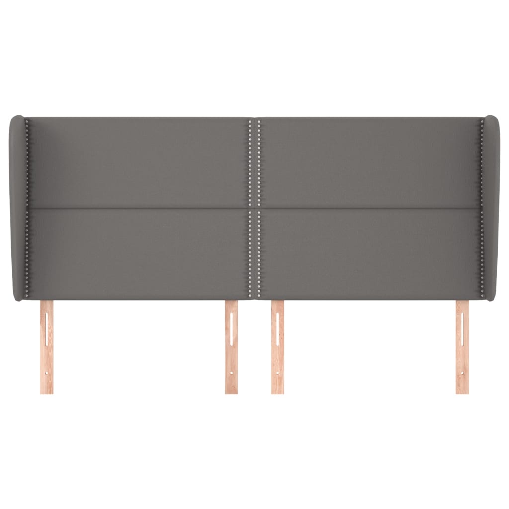 Hoofdbord met randen 203x23x118/128 cm kunstleer grijs 203 x 23 x 118/128 cm Grijs