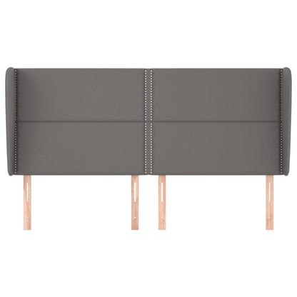 Hoofdbord met randen 203x23x118/128 cm kunstleer grijs 203 x 23 x 118/128 cm Grijs