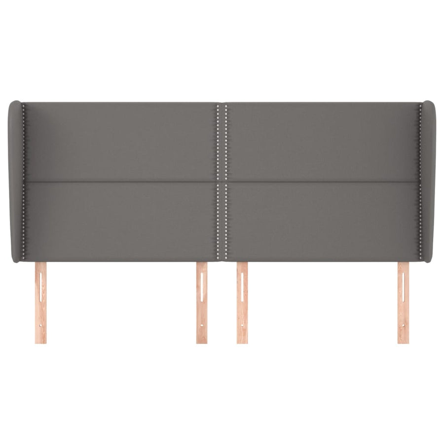 Hoofdbord met randen 203x23x118/128 cm kunstleer grijs 203 x 23 x 118/128 cm Grijs