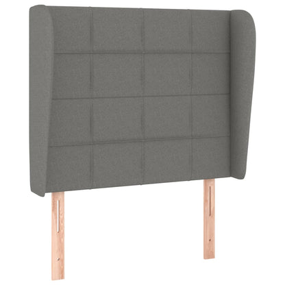 Hoofdbord met randen 83x23x118/128 cm stof donkergrijs 83 x 23 x 118/128 cm Donkergrijs
