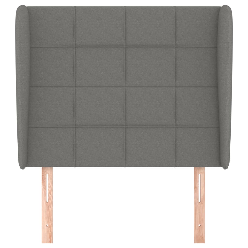 Hoofdbord met randen 83x23x118/128 cm stof donkergrijs 83 x 23 x 118/128 cm Donkergrijs