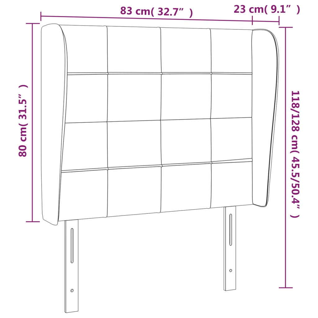 Hoofdbord met randen 83x23x118/128 cm stof donkerbruin 83 x 23 x 118/128 cm Donkerbruin