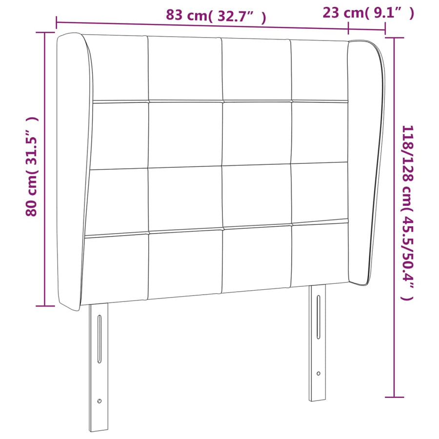 Hoofdbord met randen 83x23x118/128 cm stof donkerbruin 83 x 23 x 118/128 cm Donkerbruin
