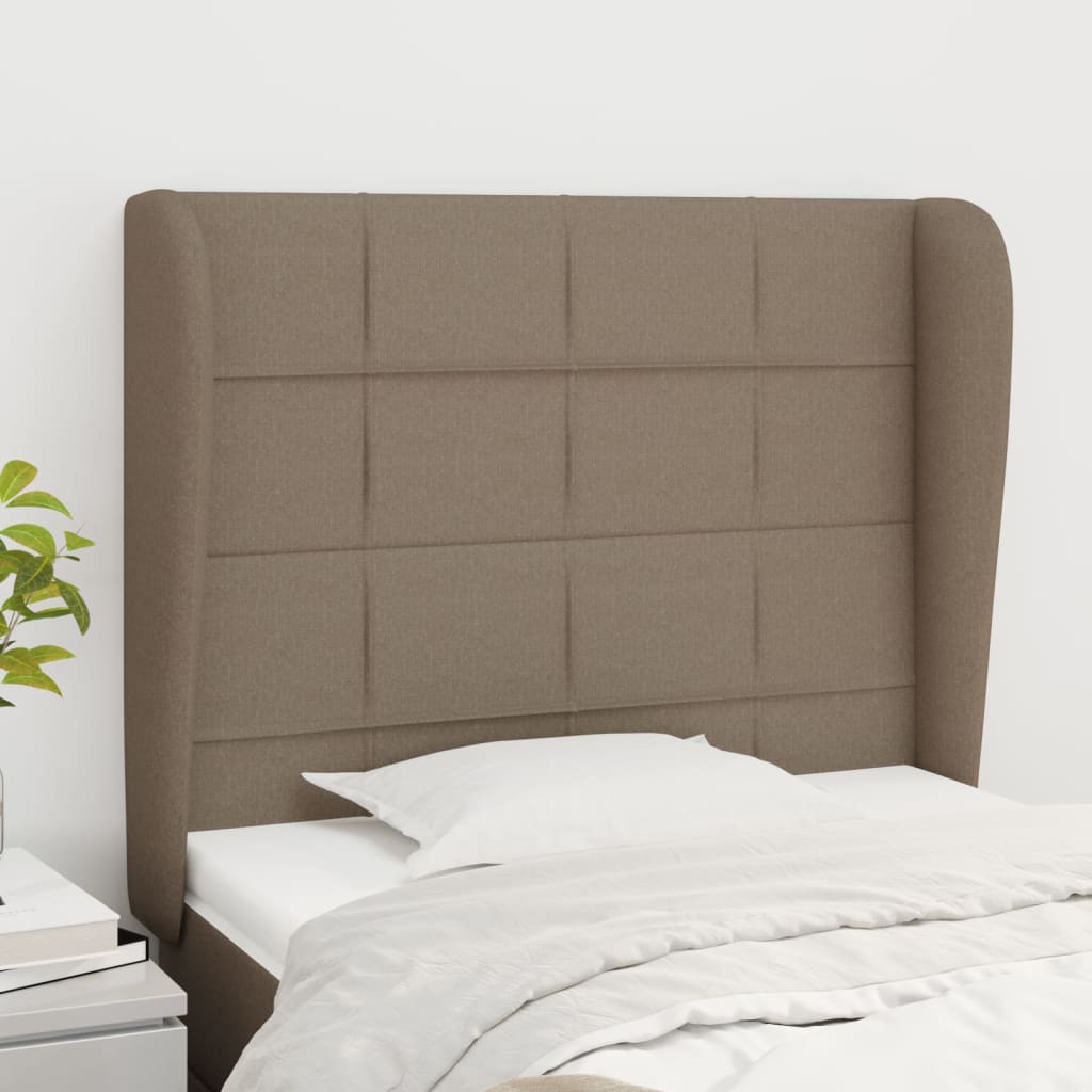 Hoofdbord met randen 83x23x118/128 cm stof taupe 83 x 23 x 118/128 cm Taupe