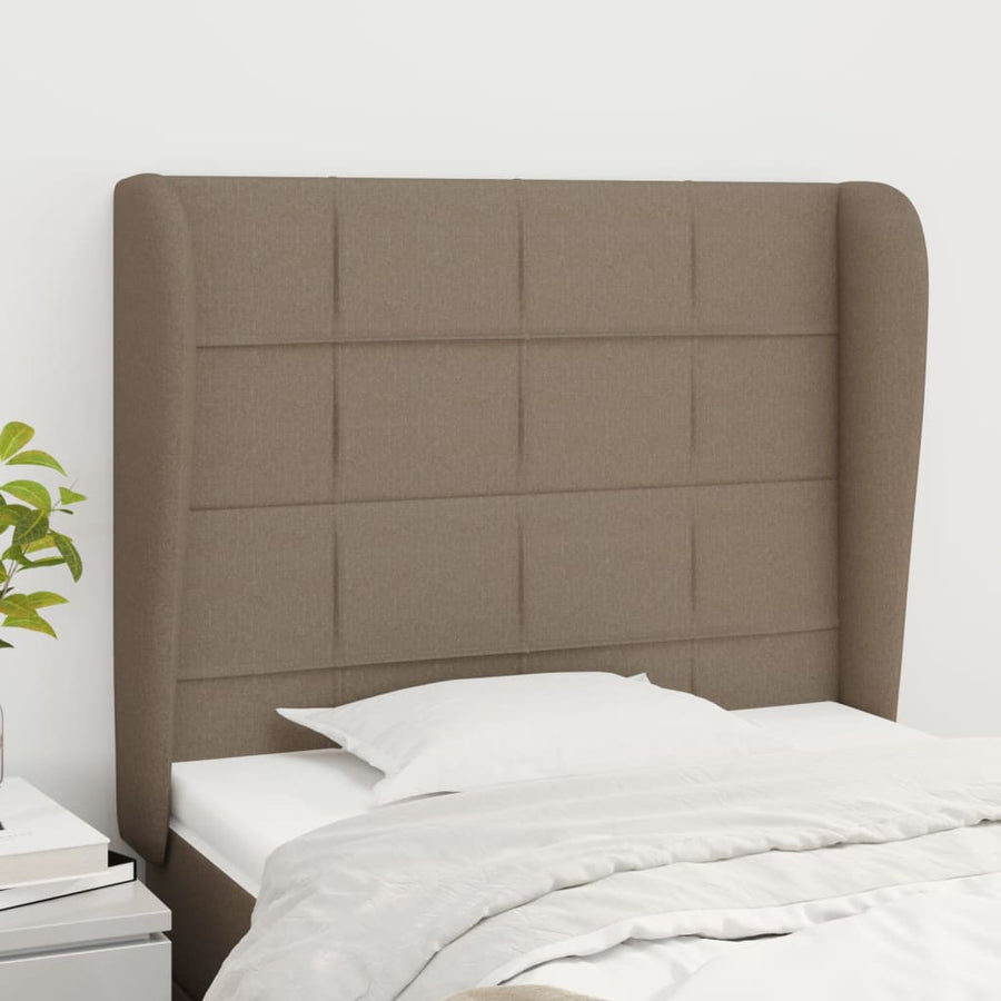 Hoofdbord met randen 83x23x118/128 cm stof taupe 83 x 23 x 118/128 cm Taupe