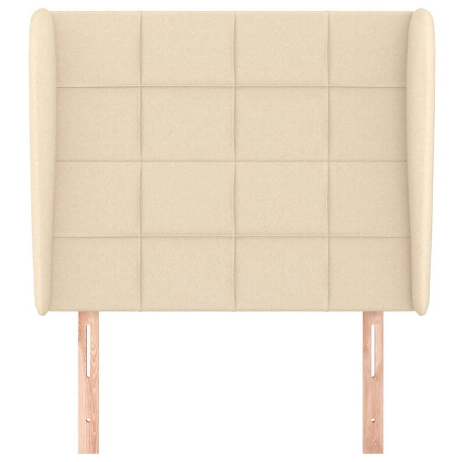 Hoofdbord met randen 83x23x118/128 cm stof crèmekleurig 83 x 23 x 118/128 cm Crème
