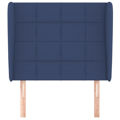 Hoofdbord met randen 83x23x118/128 cm stof blauw 83 x 23 x 118/128 cm Blauw