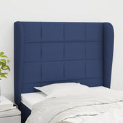 Hoofdbord stof blauw 83x23x118/128 cm