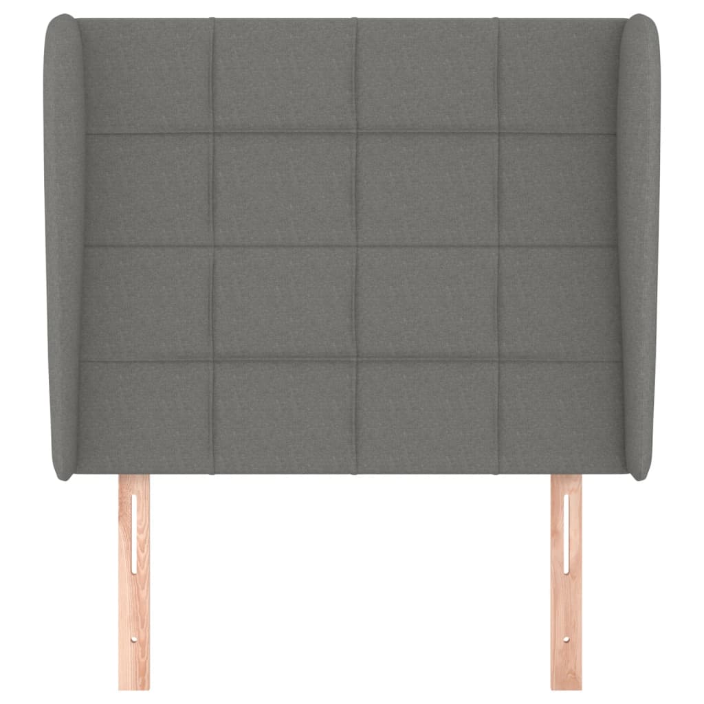 Hoofdbord met randen 93x23x118/128 cm stof donkergrijs 93 x 23 x 118/128 cm Donkergrijs