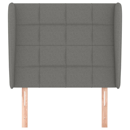 Hoofdbord met randen 93x23x118/128 cm stof donkergrijs 93 x 23 x 118/128 cm Donkergrijs