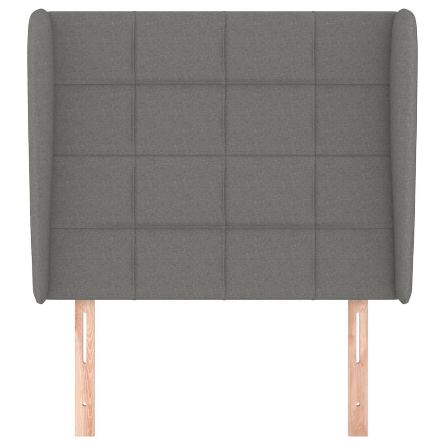 Hoofdbord met randen 93x23x118/128 cm stof donkergrijs 93 x 23 x 118/128 cm Donkergrijs