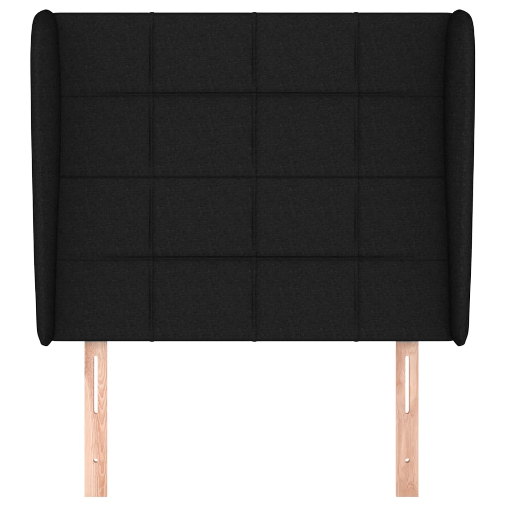 Hoofdbord met randen 93x23x118/128 cm stof zwart 93 x 23 x 118/128 cm Zwart