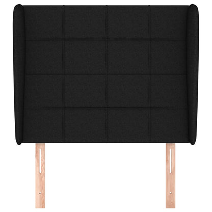 Hoofdbord met randen 93x23x118/128 cm stof zwart 93 x 23 x 118/128 cm Zwart
