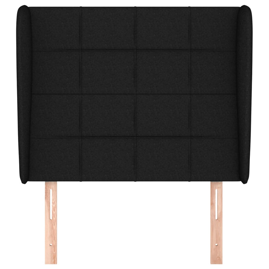 Hoofdbord met randen 93x23x118/128 cm stof zwart 93 x 23 x 118/128 cm Zwart