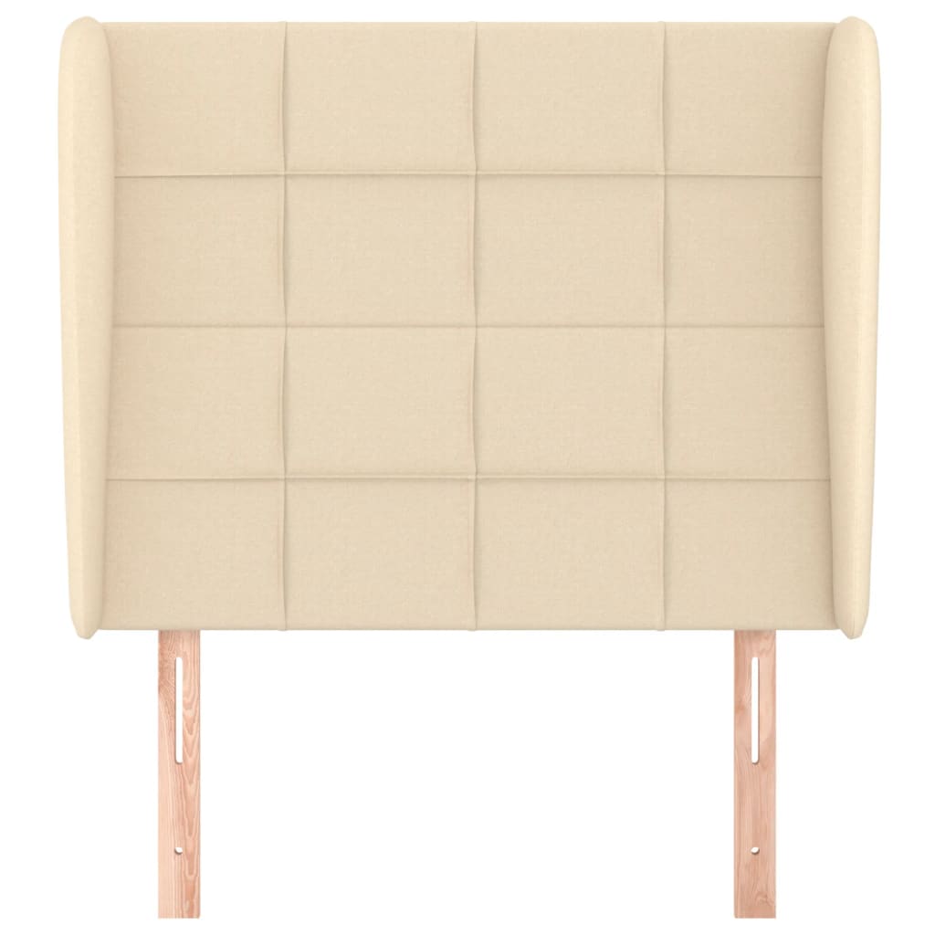 Hoofdbord met randen 93x23x118/128 cm stof crèmekleurig 93 x 23 x 118/128 cm Crème