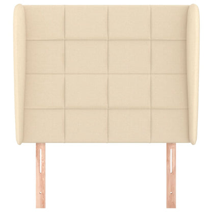 Hoofdbord met randen 93x23x118/128 cm stof crèmekleurig 93 x 23 x 118/128 cm Crème