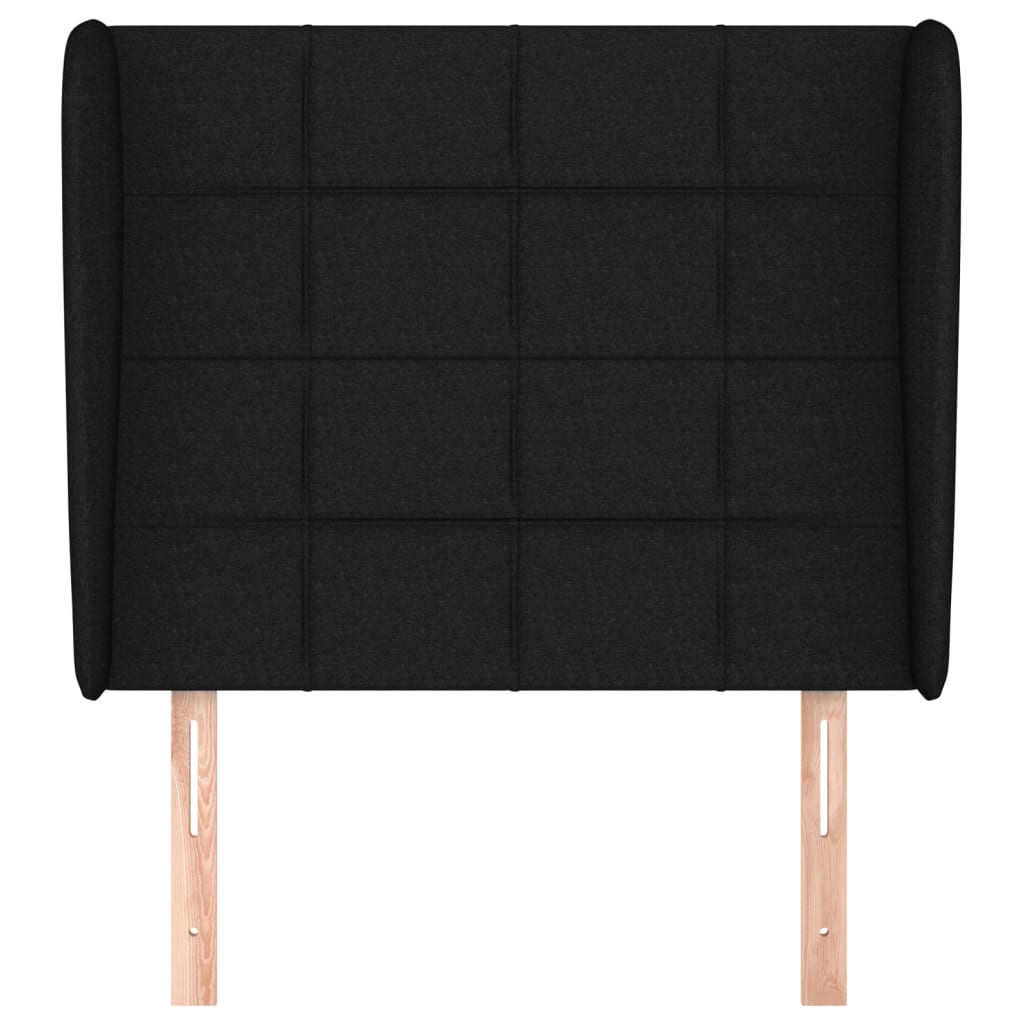 Hoofdbord met randen 103x23x118/128 cm stof zwart 103 x 23 x 118/128 cm Zwart