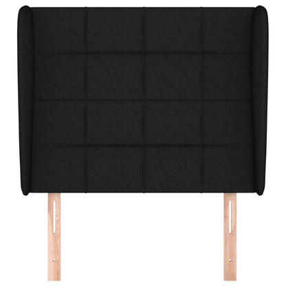 Hoofdbord met randen 103x23x118/128 cm stof zwart 103 x 23 x 118/128 cm Zwart