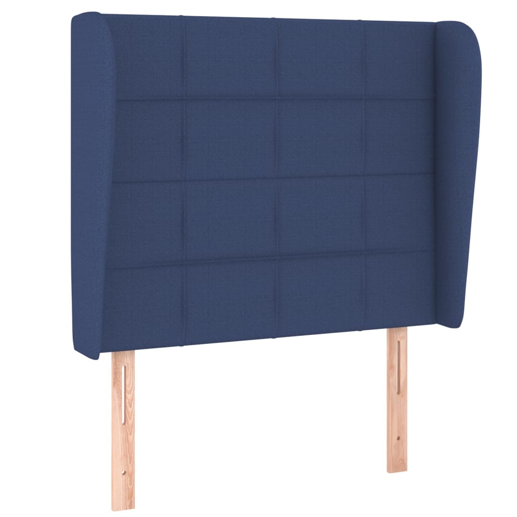 Hoofdbord met randen 103x23x118/128 cm stof blauw 103 x 23 x 118/128 cm Blauw