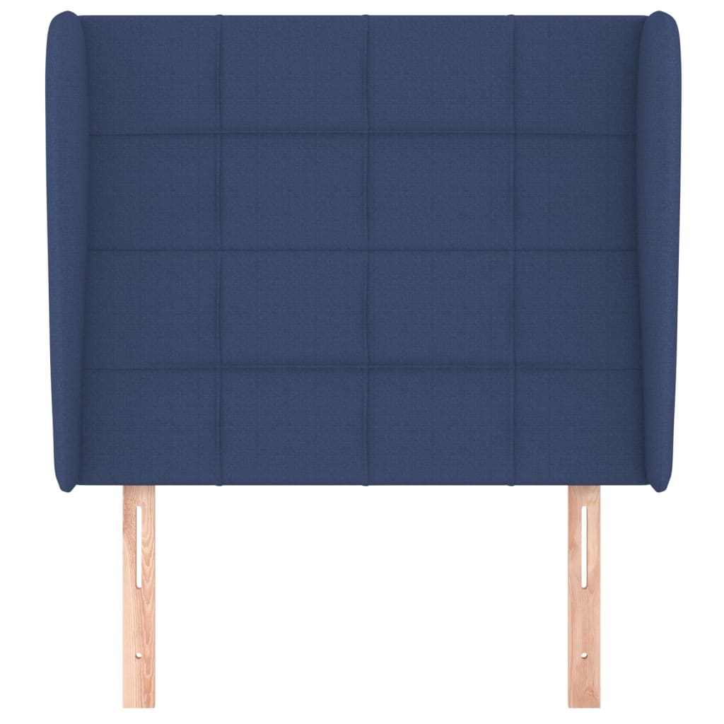 Hoofdbord met randen 103x23x118/128 cm stof blauw 103 x 23 x 118/128 cm Blauw