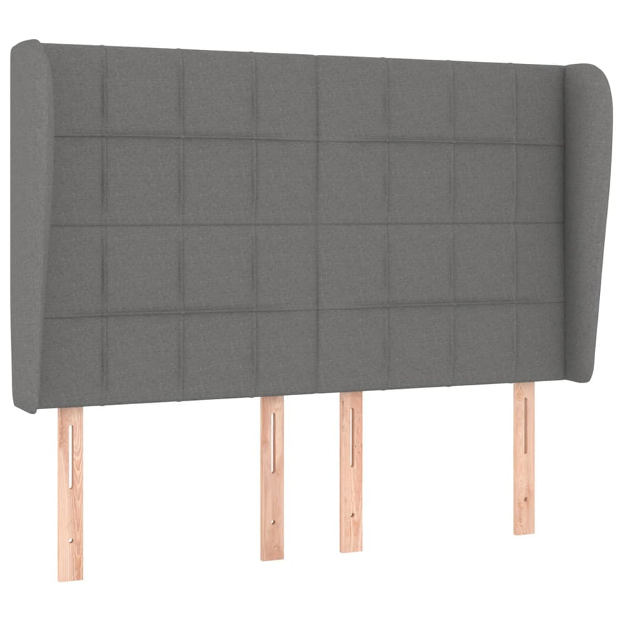 Hoofdbord Met Randen Stof 147 x 23 x 118/128 cm Donkergrijs