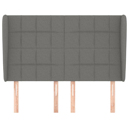 Hoofdbord Met Randen Stof 147 x 23 x 118/128 cm Donkergrijs