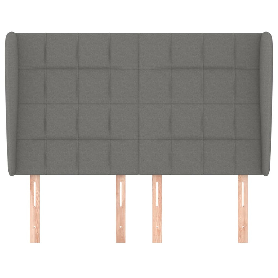 Hoofdbord Met Randen Stof 147 x 23 x 118/128 cm Donkergrijs