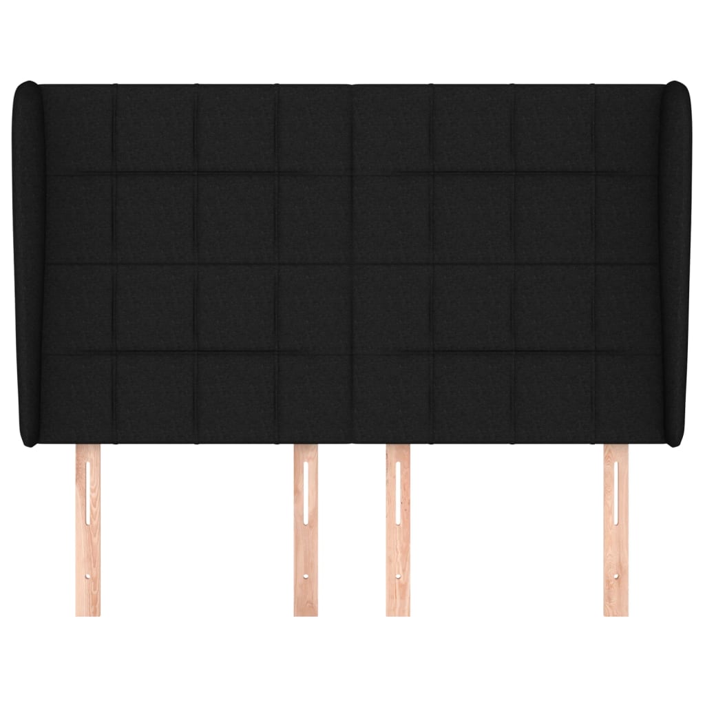 Hoofdbord met randen 147x23x118/128 cm stof zwart 147 x 23 x 118/128 cm Zwart